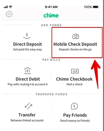 mobile check deposit chime